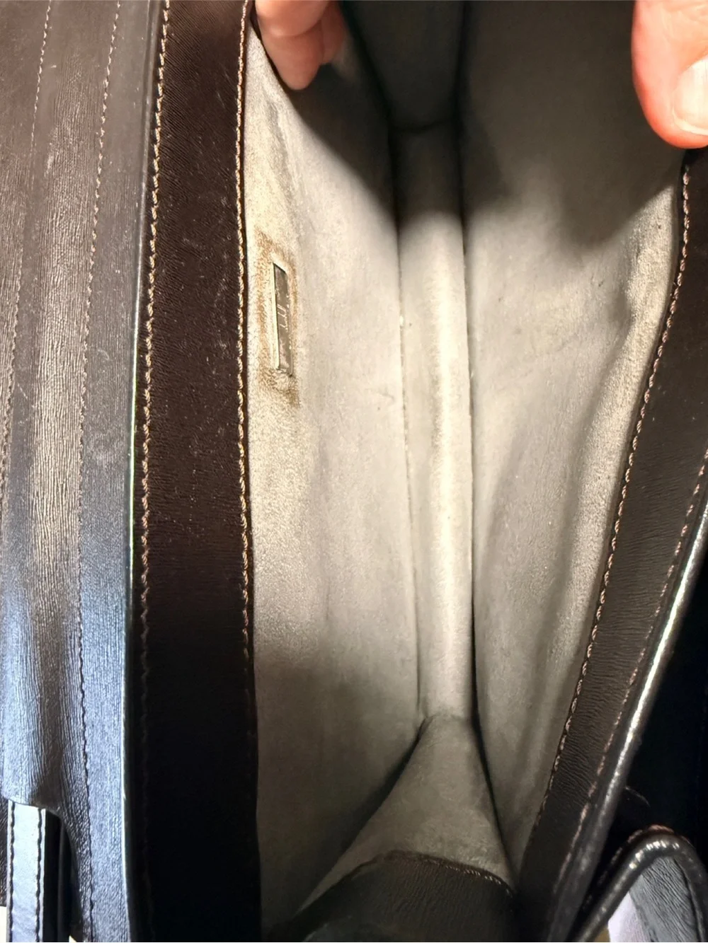 Dunhill Black Leather Briefcase Clutch with Silver Lock